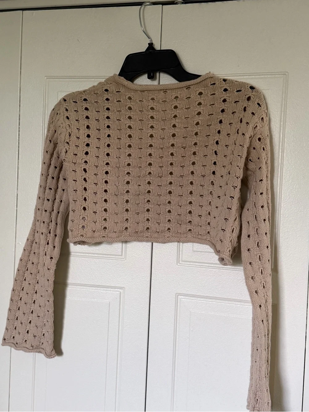 Beige Open-Knit Cropped Girl’s Sweater